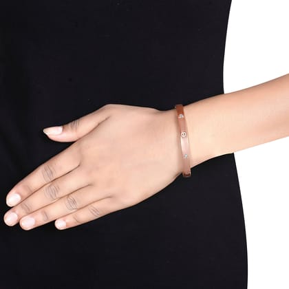 Screw Thick Band Bracelet-Rose Gold Finish / 2.6