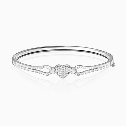 Silver Zircon Studded Heart Bracelet