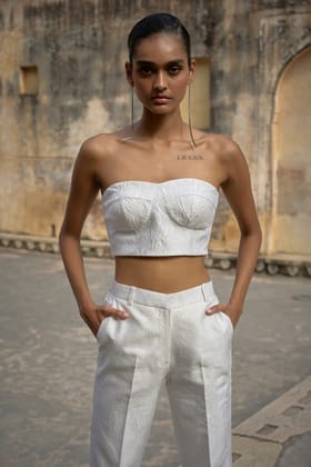 Ivory Jacquard Bralette-L / Ivory