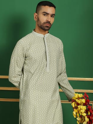 Men's Geometric Printed Kurta with Pyjama-S