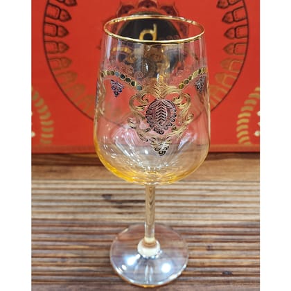 Hand Crafted Gold Plated Wine Glasses Capacity: 530 ML, for Home and Kitchen - Ideal Gift for Housewarming-Golden