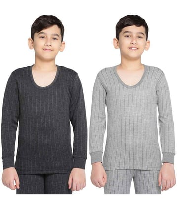 Dixcy Scott Round Neck Full Sleeves Plain/Solid Multicolor Thermal Upper/Top/Vest for Boys/Girls/Kids - Pack of 2 - None