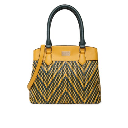 Hand Weaved Vegan Handbag (M)-Mustard