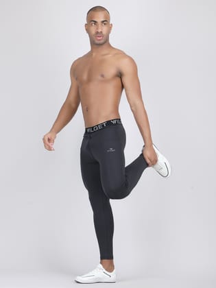 MEN'S GYMWEAR CYCLING TIGHTY TRACK PANT IN NYLON LYCRA 4 WAY-Black / M