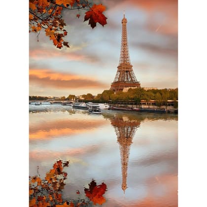 Pitaara Box Eiffel Tower Paris France D3 Canvas Painting Synthetic Frame-MDF Mount Frame / 16inch x 22.2inch (40.6cms x 56.4cms)