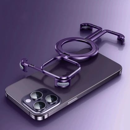 Metal Pivot Guard Magnetic Ring Stand Holder Case-iPhone 15 Pro / Purple