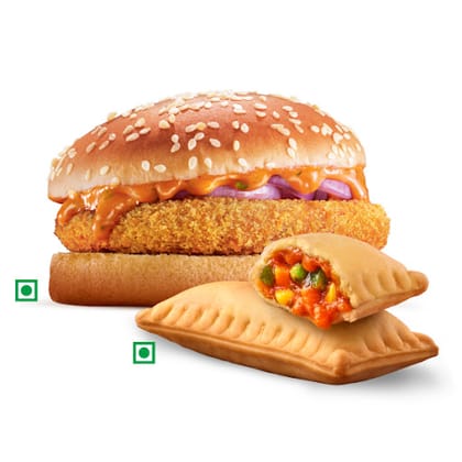 Crispy Veg Burger + BK Veg Pizza Puff
