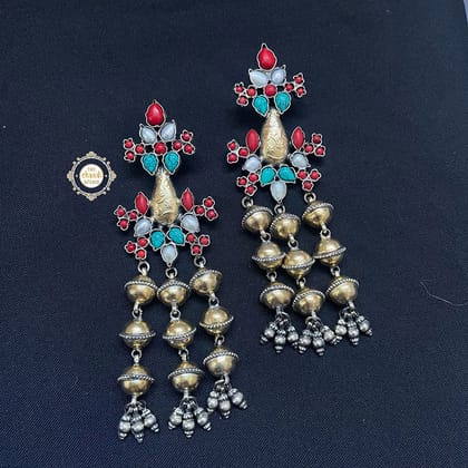 Dual Tone Chandelier Festive Ball Drop Earring-Mix 1