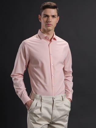 Aldeno Mens Regular Fit Textured Peach Formal Cotton Shirt (FABIZ)-S