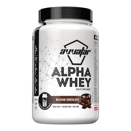 Avvatar Alpha Whey Belgian Chocolate-Avvatar Alpha Whey 1kg | Belgian Chocolate | 33 Servings | 20g Protein