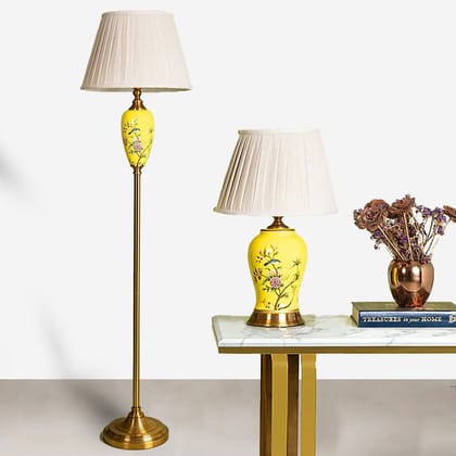 Zurich Modern Tall Floor & Lustrous Shine Living Room Table Lamp - Combo-Floor lamp: Height -64 Inches & Width - 16 Inches and Table lamp: Height - 22 Inches & Width - 13 Inches / Stainless Steel