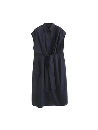 Navy Blue Sleeveless Casual Dress-S / NAVY BLUE