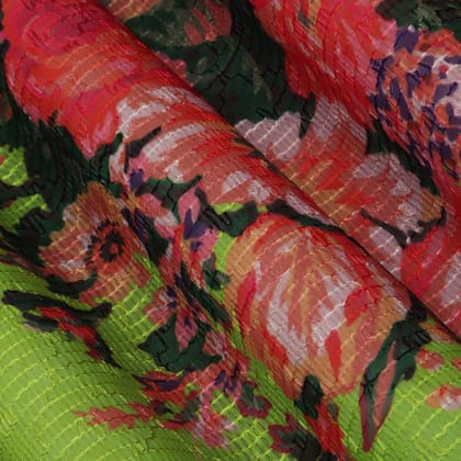 Colored Chanderi Print Embroidery Fabric
