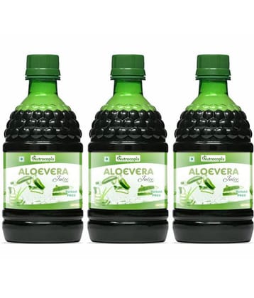 NUTROCOPIA Aloe Vera Juice | For Glowing Skin & Healthy Hair | Organic & Natural Juice Made With Cold Pressed Aloe Vera 400 ML - Pack of 3