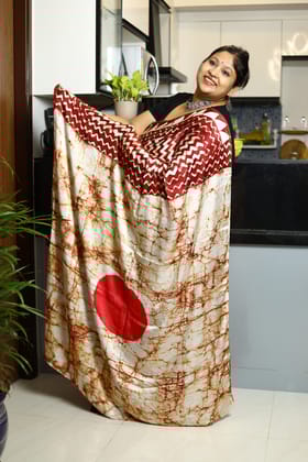 Earthy Elegance-Ajrakh Modal Silk / Brown/Falu Red / Modal Silk