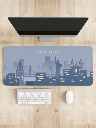 New York Skyline Computer Desk Mat | Desk Pad | Mouse Pad-11 x 23.6 inches (28 x 60 cm)