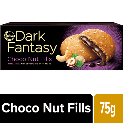 Sunfeast Dark Fantasy Choco Nut Fills Cookies, 75 gm