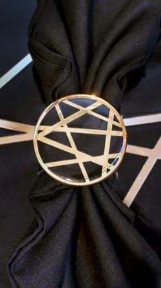 Black & Gold Dancing Line: Napkin Ring (Set Of 4)