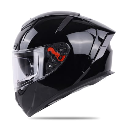 Ignyte IGN-4 ISI/DOT Certified Full Face Helmet with Outer Anti-Fog Clear Visor and Inner Smoke Sun Shield-Glossy Midnight Black / Medium 580 MM