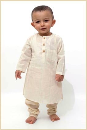 Set of 2 - Silver On Off-White Malmal Kurta Pyajam-0-3M