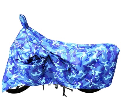 MotoTrance Jungle Bike Body Covers For TVS Flame 125 - Interlock-Stitched Waterproof and Heat Resistant with Mirror Pockets-Blue