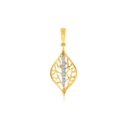 Senco Gold 18K Yellow Gold Enchanting Leaf Diamond Pendant (Gold Weight - 1.5 g / 0.06 carat / HI-SI)