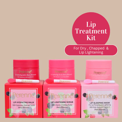 Pack Of Perenne Lip Hydrating balm, Lip Lightening Scrub & Lip Sleeping Mask (Berry Blossom, 10gm x 3)-Pack Of 3 (10gm x 3)