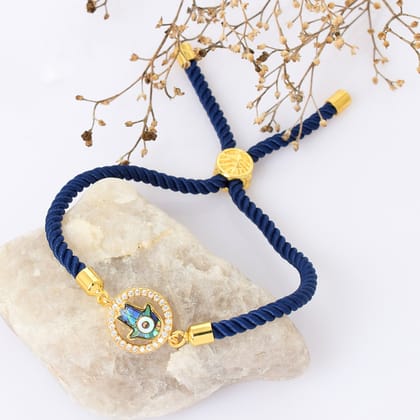 Hamsa Evil Eye Blue Rope Bracelet