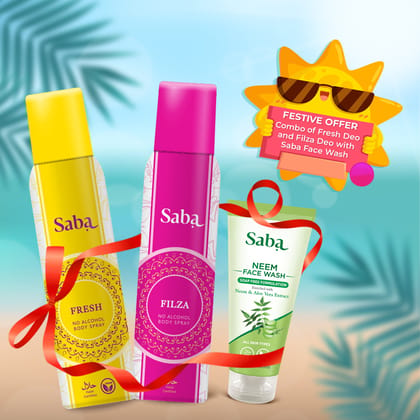 Combo Saba Filza Deodorant & Saba Fresh Deodorant with Saba Neem Facewash