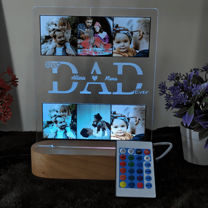 Shayona 3D Illusion personalized Lamp Gift for Dad from Daughter Son,Dad Birthday , Gift RGB Acrylic Night Light with  Wood Base,Present for Thanksgiving,Christmas,Father's Day,Remote Control  16