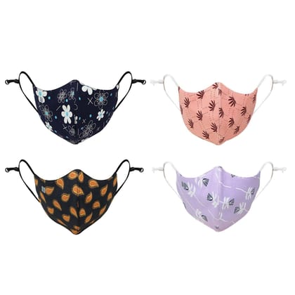 Women's Printed Cotton Face Mask  - Pack of 4