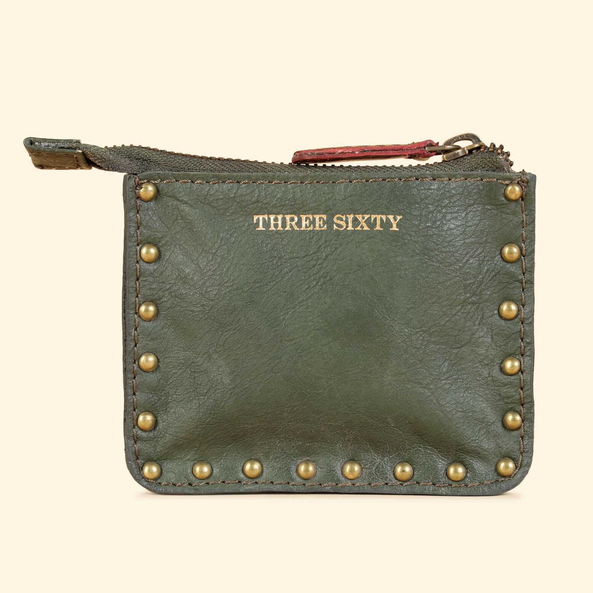 Ines Small Utility Pouch - Genuine Waxy Leather Olive Green-Olive Green