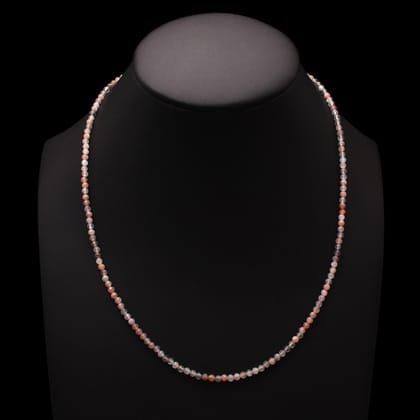 Natural Moonstone Beaded Necklace ,Micro Faceted Round Beaded Women Necklace .-18 Inches