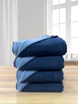 Euphoria 450GSM Reversible, Super Soft, Anti Microbial, Bath Towel (75cm x 150cm), Navy-Pack of 2