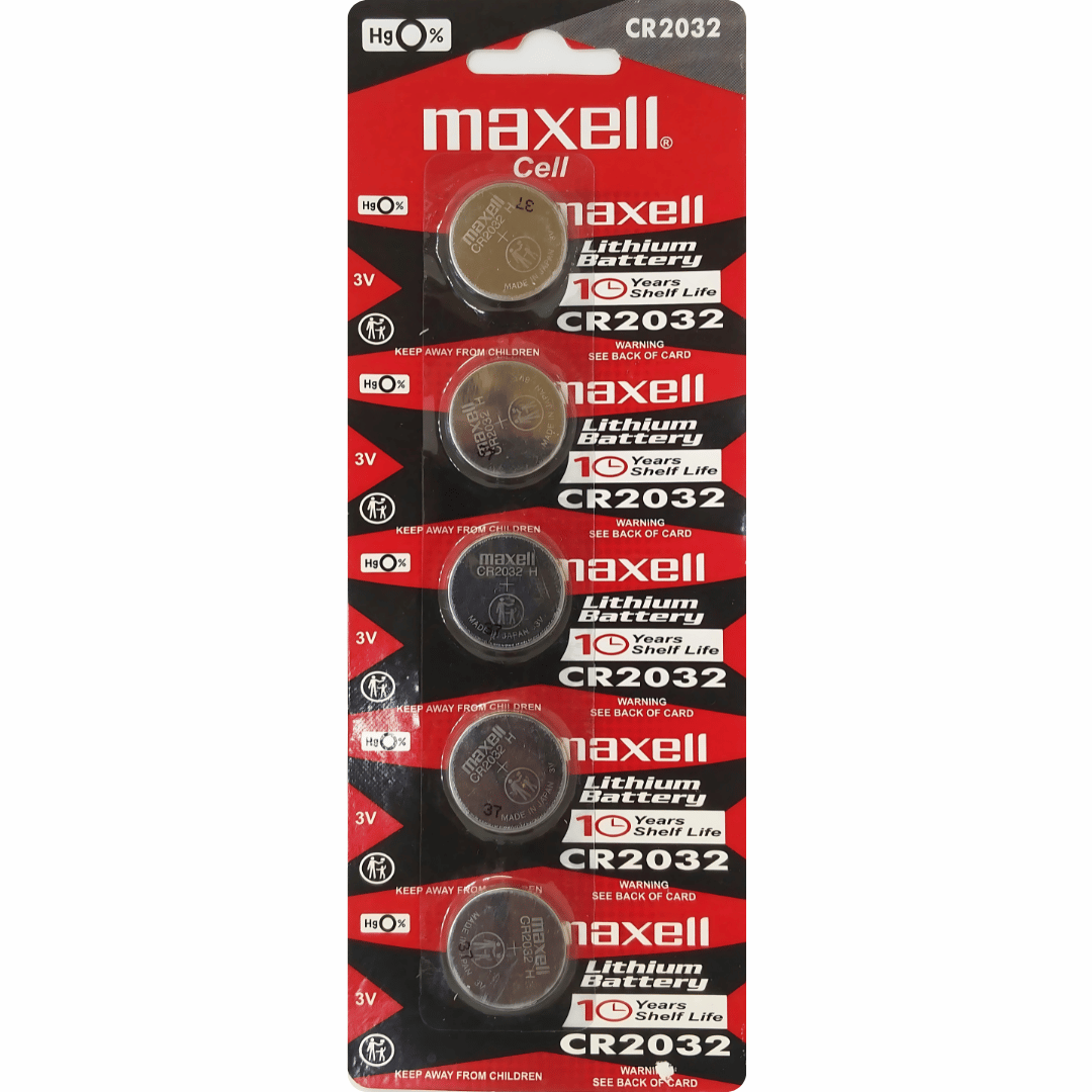 Maxell CR2032 3V Lithium Button Cell Battery-Pack of 5