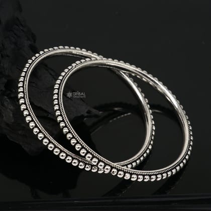 Cultural trendy 925 sterling silver handmade gorgeous bangle bracelet with excellent silver ball work tribal wedding fancy jewelry nba0398-2-4 OR 2.25 INCHES