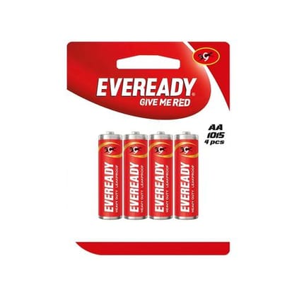 Eveready 1015 (Zero Mercury Cadmium Heavy Duty) Aa, 1.5 V, Batteries - 4 Pieces