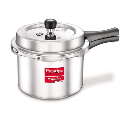 Prestige Popular Svachh Virgin Aluminium Spillage Control Pressure Cooker, 1.5 L (Silver)