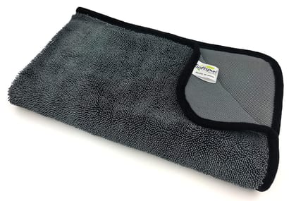 SOFTSPUN Microfiber Cloth for Car - 600 GSM, 50x60cms, 1Pcs, Grey Twisted Loop Super Absorbent Towel - Edgeless Design with Plush Pile and Lint Free Cloth for Drying and Detailing.