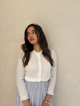 Halo Pearl Lace Shirt-S