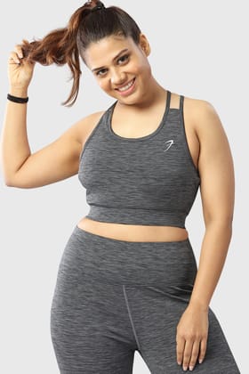 Essential Melange Sports Bra Grey-XS