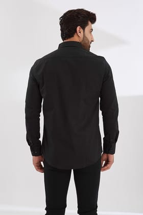 Embellished Party Wear Black Shirt-BLACK / S