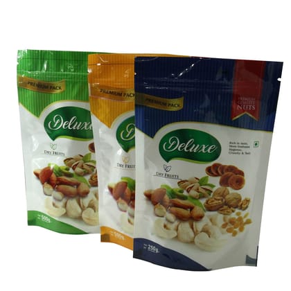 Nuts Dry Fruits Packing Plastic Pouches Packaging Covers-250 GM Capacity / Random Color x 100 PCs