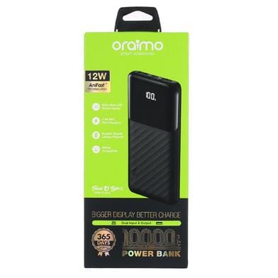 Oraimo OPB-P120D1W BLACK BYSEALIN Fast Charging Power Bank (10000Mah) (Black)