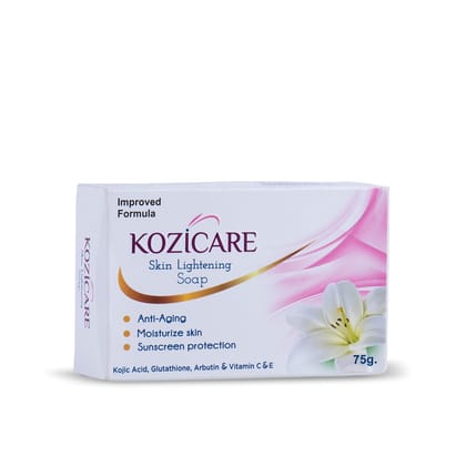 Kozicare Skin Lightening Soap with Kojic Acid, Vitamin C, Anti-Aging, Sun Protection, Glowing Skin, Moisturizing for Men & Women - 75g-Kozicare Skin Lightening Soap, 75g | Kojic Acid & Vitamin C 