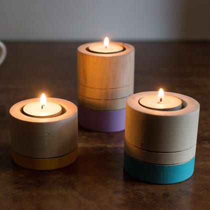 IVEI Handpainted Round Tea lights - set of 3