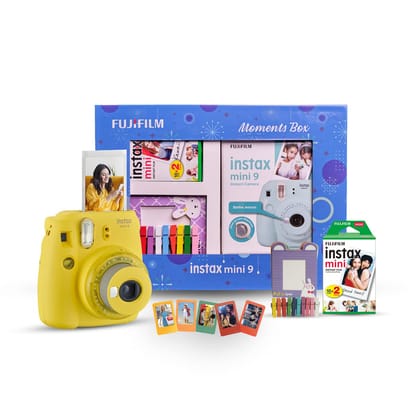 Fujifilm Instax Mini 9 Instant Camera Moments Box 20 Shots Yellow Colour