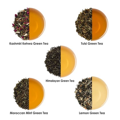 Green Tea Sampler (5 Teas)-100gms - 40 Cups