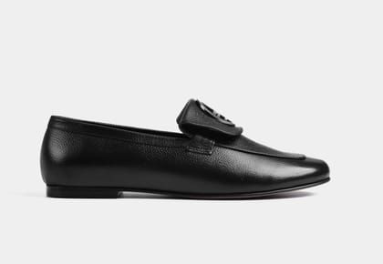 CLARISA BLACK PEBBLE LEATHER WOMEN LOAFERS-EU 36/UK 3