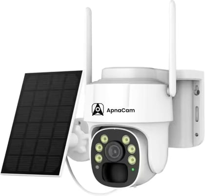 ApnaCam FHD 4G Solar CCTV Security Camera, 2K 4MP IP PTZ Wireless Outdoor Surveillance Camera, IP66 Weatherproof, Motion Detection, Night Vision for Home/Office Use